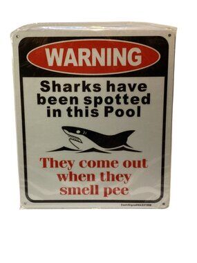 2 Pack Warning Sharks 10X9 Golden Era Retro Reflective Alum Sign Mult Color New